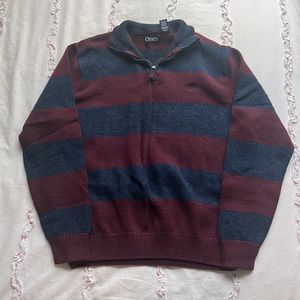 Stripe Quarter Zip Collar Oversized Sweater